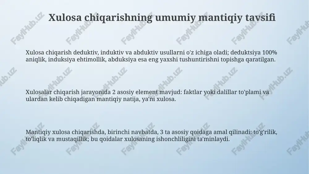 xulosachiqarishning umumiymantiqiy tavsifi - Page 3