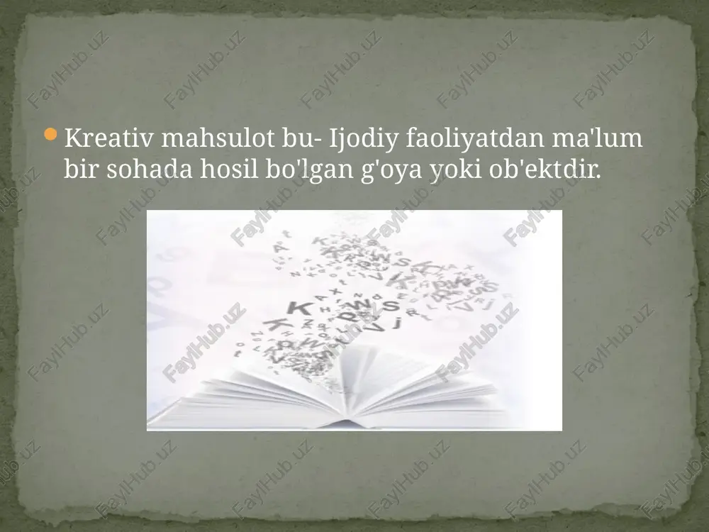 yani tanlash to real voqelikka duch kelmaguncha barcha g‘oyalar ajoyib bo‘lib ko‘rinaveradi. tanlov mezonini ifodalash ovoz berish prototip yaratish 5. prototiplash prototiplash – to‘g‘ri yechim topish uchun yordam beradigan maketlar yaratish. prototiplar quyidagi vaziyatlar uchun zarur hisoblanadi: g‘oyalar ishlab chiqish va muammolarni hal qilish uchun. o‘ylash uchun quring. muloqot qilish uchun. bitta rasm mingta so‘zga, bitta prototip – mingta rasmga teng bo‘lishi mumkin. suhbat boshlash uchun. foydalanuvchi bilan o‘zaro aloqa biror narsa atrofida tashkil qilinadigan bo‘lsa, foydaliroq bo‘ladi. prototip – sermahsul va unumli suhbat o‘tkazish imkoniyatidir. muvaffaqiyatsizlikka tez va kam xarajat bilan duch kelish uchun. xarajatlar qancha kam bo‘lsa, afsuslanish ham shuncha kam bo‘ladi. imkoniyatlarni sinab ko‘rish uchun. oddiylik bitta yo‘nalishni tanlab o‘tirmasdan, birdaniga bir nechta g‘oyani sinab ko‘rishga imkon beradi. yechim ishlab chiqish jarayonini boshqarish uchun. o‘zgaradigan shartlarni aniqlash katta muammoni ko‘p sonli kichik va sinab ko‘rish oson bo‘lgan muammolarga ajratadi. 6. test o‘tkazish test o‘tkazish – yaratilgan prototiplar …