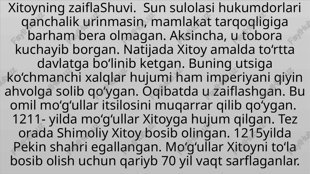 a imperiyasini deyarli to‘liq o‘ziga bo‘ysundirdi va konstantinopolni (hozirgi istanbul) qamal ostida saqlab turdi. uning “yildirim” (chaqmoq) laqabi — tezkorligi va jasorati sababli berilgan. boyazidning maqsadi — yevropa va sharqda yagona kuchli musulmon imperiyasini barpo etish edi. ammo bu orzusi sharqdagi yana bir qudratli davlat — amir temur saltanati bilan to‘qnash keldi. amir temur (1336–1405) amir temur (sohibqiron) — markaziy osiyo tarixidagi eng buyuk davlat arbobi va sarkarda bo‘lib, movarounnahrni birlashtirib, kuchli markazlashgan davlat tuzgan. uning poytaxti samarqand sharqning eng yirik siyosiy va madaniy markaziga aylangan. temurning siyosiy maqsadi — adolatga asoslangan tartibli dunyo yaratish, islom dunyosini mustahkamlash va savdo yo‘llarini himoya qilish edi. u eron, kavkaz, iroq, hindiston va boshqa hududlarda yurishlar olib borib, o‘z davrining eng qudratli hukmdoriga aylangan. temur va boyazid o‘rtasidagi ziddiyat amir temur va boyazid o‘rtasida dastlab diplomatik yozishmalar bo‘lib o‘tgan. temur usmonli sultoni bilan tinchlik saqlashni istagan, lekin boyazid uning vakillarini mensimaslik, qochqin bekliklarni …