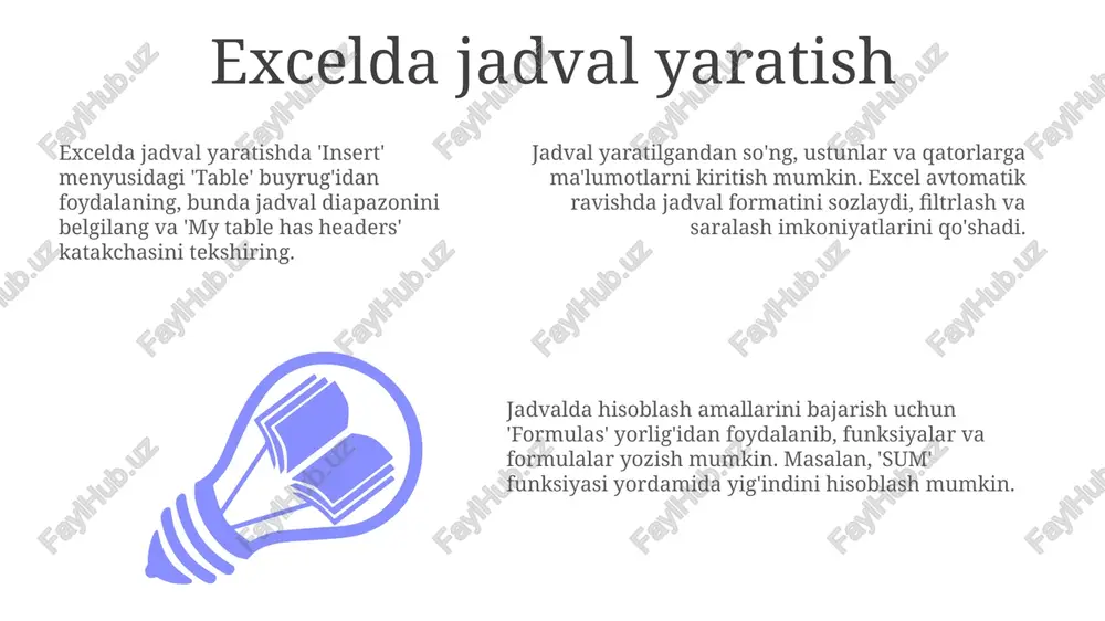excelda jadval yaratish - Page 3
