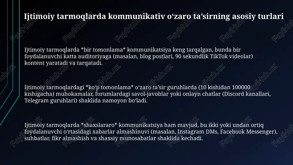 ijtimoiy tarmoqlarda kommunikativ o‘zaro ta’sirning asosiy turlari - Page 3