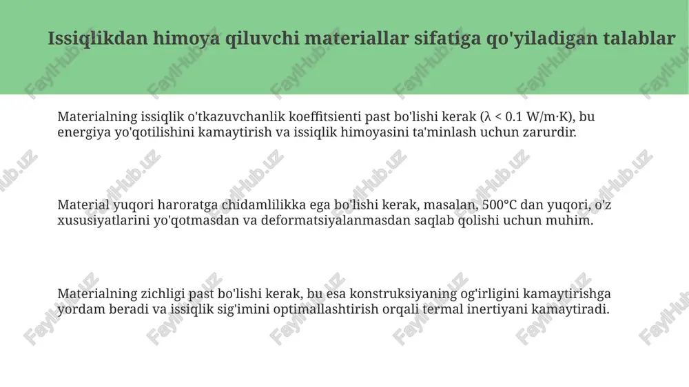 issiqlikdan himoya materiallariga qo'yiladigan talablar - Page 3