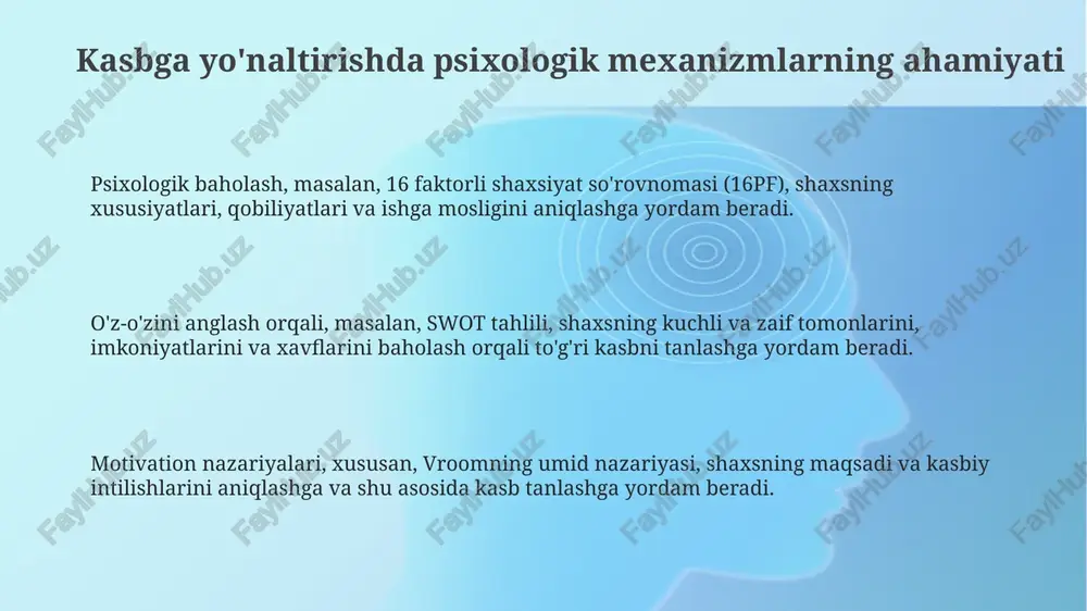 psixologik mexanizmlar va kasbga yo'naltirish - Page 3