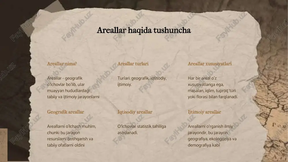 heklovlari bor. o'z-o'zini tutadigan areallar o'z-o'zini tutadigan areallar, asosan, ekologik barqarorlikni ta'minlash maqsadida yaratilgan. bu areallar o'z ichiga tabiiy resurslardan samarali foydalanishni, energiya tejamkorligini va atrof-muhitni muhofaza qilishni oladi. masalan, 2023-yilga kelib, o'zbekistonda o'z-o'zini tutadigan areallarning soni 150 dan oshdi. bu areallar ko'pincha quyosh energiyasidan va qayta tiklanadigan resurslardan foydalanadi. o'z-o'zini tutadigan areallar shuningdek, aholi punktlari va tijorat korxonalari uchun zamonaviy yechimlar taklif etadi. areallarning fizik xususiyatlari areallar va gidrologiya areallar va iqlim areallar va tuproq gidrologik xususiyatlar areallarda suv resurslarini belgilaydi. iqlim arealning o'simlik va hayvonot dunyosiga ta'sir qiladi. areallarning tuproq xususiyatlari muhimdir. areallar va muhit o'rtasidagi bog'lanish areallar muhit bilan muloqot qilishda muhim rol o'ynaydi. masalan, iqlim o'zgarishi va tuproq degradatsiyasi areallarning fizik va biologik xususiyatlariga ta'sir qiladi. areallarni to'ldirish va qo'llash areallarni tadqiq qilish ilmiy ishlar uchun zarur. areallarni boshqarish resurslardan oqilona foydalanishni ta'minlaydi. areallarning iqtisodiy potentsiali rivojlanish imkoniyatlarini ochadi. ijtimoiy ta'sir odamlarning hayot sifatiga o'zgarishlar kiritadi. …