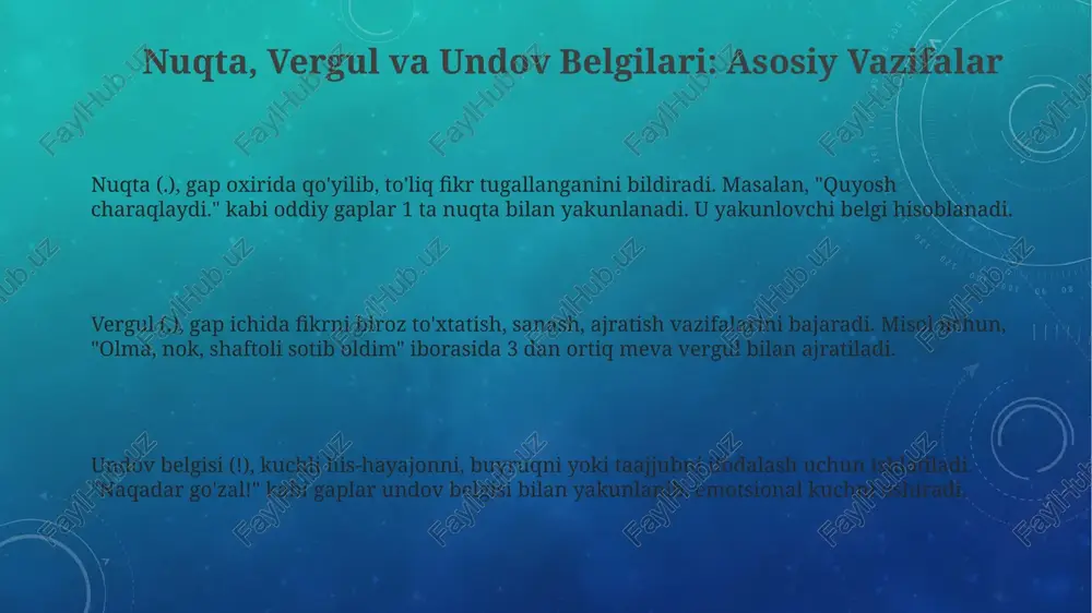 nuqta, vergul va undov belgilari: asosiy vazifalar - Page 3