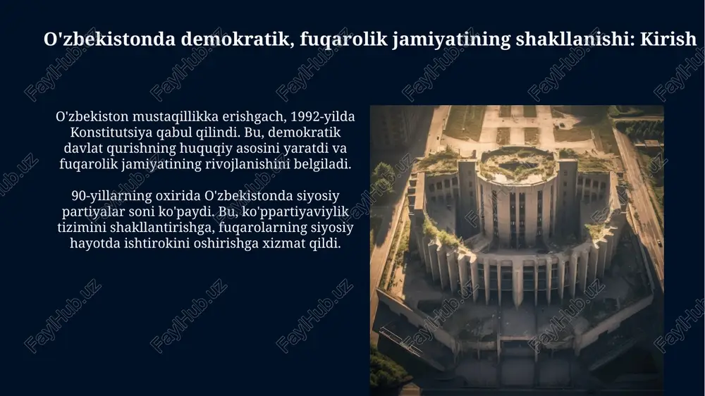 30 foizga oshirdi va qonun ustuvorligini ta'minladi. inson huquqlari va erkinliklarini ta'minlash o'zbekistonda 2021-yilda yangi tahrirdagi konstitutsiya qabul qilindi, unda inson huquqlari va erkinliklari himoyasi kuchaytirilib, 30 dan ortiq yangi normalar kiritildi. mamlakatda 200 dan ortiq nodavlat notijorat tashkilotlari (nnt) faoliyat yuritib, ular inson huquqlari monitoringi va ta'minotida muhim rol o'ynaydi, jumladan, 15 ta gender tengligi bo'yicha. ta'lim va ma'rifat sohasidagi islohotlar 2017-yilda oʻzbekiston taʼlim tizimini tubdan isloh qilish boshlandi, bunda 11 yillik majburiy oʻrta taʼlim qayta tiklandi, kasb-hunar kollejlari optimallashtirildi. prezident maktablari tashkil etildi, ular steam yo‘nalishidagi fanlarni chuqurlashtirilgan holda o‘rgatadi hamda iqtidorli yoshlarni aniqlash va qo‘llab-quvvatlashga qaratilgan. mahalliy o'zini o'zi boshqarish organlarining roli mahalliy oʻzini oʻzi boshqarish organlari, yaʼni mahallalar, aholi muammolarini hal qilishda muhim rol oʻynaydi. ularning 500 dan ortiq vakolatlari mavjud, bu esa fuqarolar bilan bevosita ishlash imkonini beradi. mahalliy oʻzini oʻzi boshqarish organlari, 2021-yildan boshlab, “obod mahalla” dasturi orqali infratuzilmani yaxshilashga qaratilgan 100 dan ortiq …