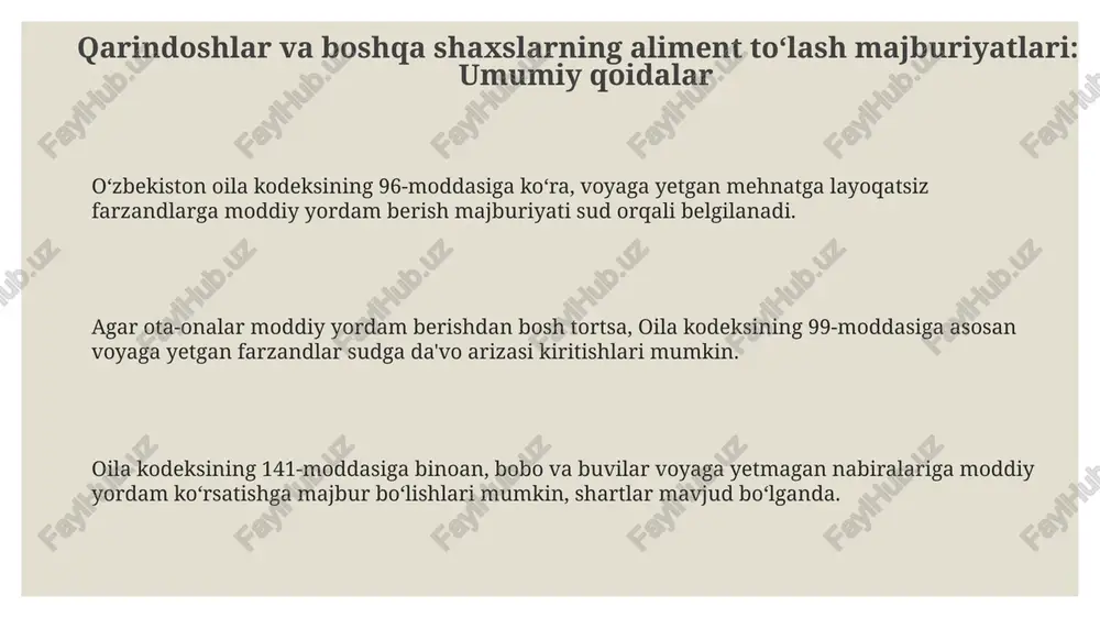 qarindoshlar va boshqa shaxslarning aliment toʻlash majburiyatlari - Page 3