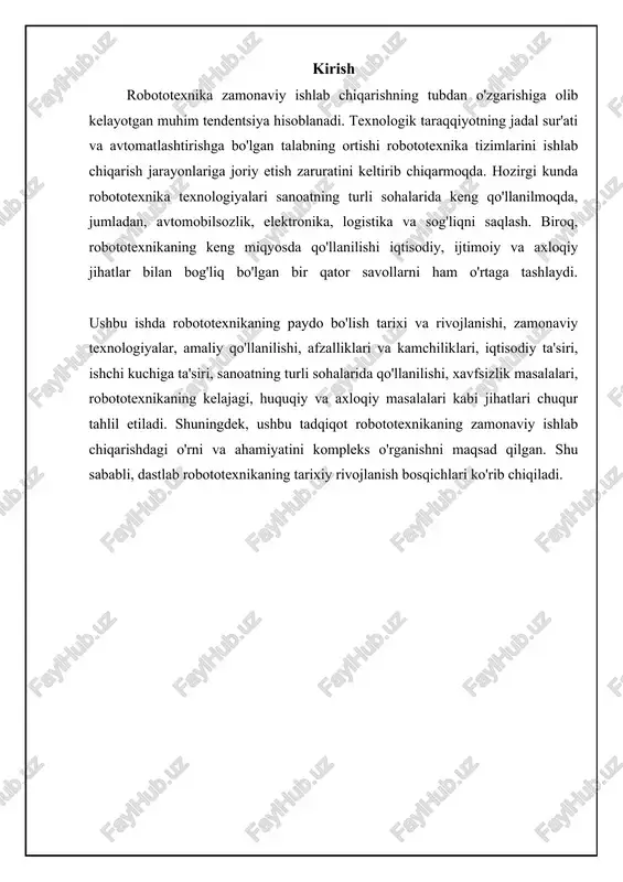 ellekt (si) va mashina o'rganish (mo) robototexnika sohasiga katta ta'sir ko'rsatdi. si robotlarga murakkab vazifalarni bajarish, atrof-muhitni tushunish va mustaqil qarorlar qabul qilish imkonini beradi. mo robotlarga ma'lumotlardan o'rganish va vaqt o'tishi bilan o'z ishlashini yaxshilash imkonini beradi. misol uchun, robotlar mo algoritmlari yordamida vizual ma'lumotlarni tahlil qilib, ob'ektlarni aniqlash va yo'nalishlarni aniqlashlari mumkin. si va mo, shuningdek, robotlarga nosozliklarni bashorat qilish va profilaktika xizmatlarini amalga oshirish imkonini beradi, shu bilan ishlab chiqarish jarayonlarining ishonchliligini oshiradi. si va mo robototexnikada yangi imkoniyatlar yaratishda davom etmoqda. masalan, mustahkam o'rganish (reinforcement learning) robotlarga simulyatsiya yoki real muhitda o'z harakatlarini optimallashtirish imkonini beradi, bu esa ularni yangi vazifalarga moslashishga o'rgatadi. kompyuter ko'rishi (computer vision) robotlarga tasvirlarni tushunish va ma'lumotlarni olish imkonini beradi, bu esa ularni sifat nazorati va avtonom navigatsiya kabi vazifalar uchun ideal qiladi. tabiiy tilni qayta ishlash (natural language processing) robotlarga insonlar bilan aloqa qilish va buyruqlarni tushunish imkonini beradi, bu …