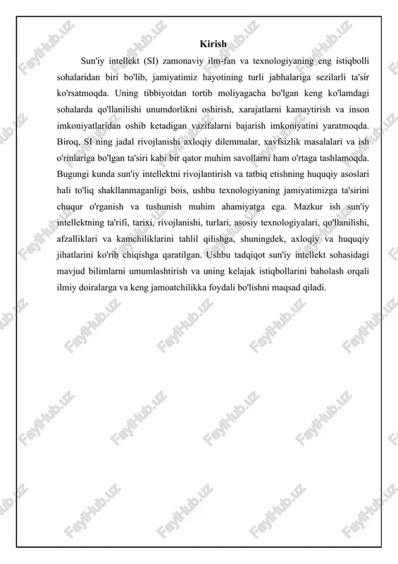 di. 1980-yillar moning rivojlanishi bilan ajralib turdi, lekin bu davr si investitsiyalarining qisqarishi (si qishi) bilan ham yodda qoldi. 1990-yillarda internetning rivojlanishi va katta hajmdagi ma'lumotlarning paydo bo'lishi sining qayta tiklanishiga olib keldi. ibm deep blue shaxmat kompyuterining garri kasparovni mag'lub etishi muhim voqea bo'ldi. xxi asr choning paydo bo'lishi va katta hajmdagi ma'lumotlarning mavjudligi bilan sining sezilarli yutuqlariga guvoh bo'ldi. masalan, google kompaniyasining alphago dasturi go o'yinida professional inson o'yinchilarni mag'lub etdi. bundan tashqari, ttq sohasida katta yutuqlarga erishildi, masalan, google translate kabi tarjima tizimlari sezilarli darajada yaxshilandi. bugungi kunda si turli sohalarda, jumladan sog'liqni saqlash, transport, moliya va ta'limda qo'llanilmoqda. sining rivojlanishi davom etmoqda va kelajakda yanada ko'p innovatsion ilovalar kutilmoqda. shuningdek, sining axloqiy va ijtimoiy ta'siri bo'yicha munozaralar ham dolzarb bo'lib qolmoqda. 📊 sun'iy intellekt: rivojlanish bosqichlari va muhim voqealar ushbu jadval sun'iy intellektning rivojlanish tarixidagi muhim bosqichlar, asosiy texnologiyalar va erishilgan yutuqlarni ko'rsatadi. davr muhim voqealar …