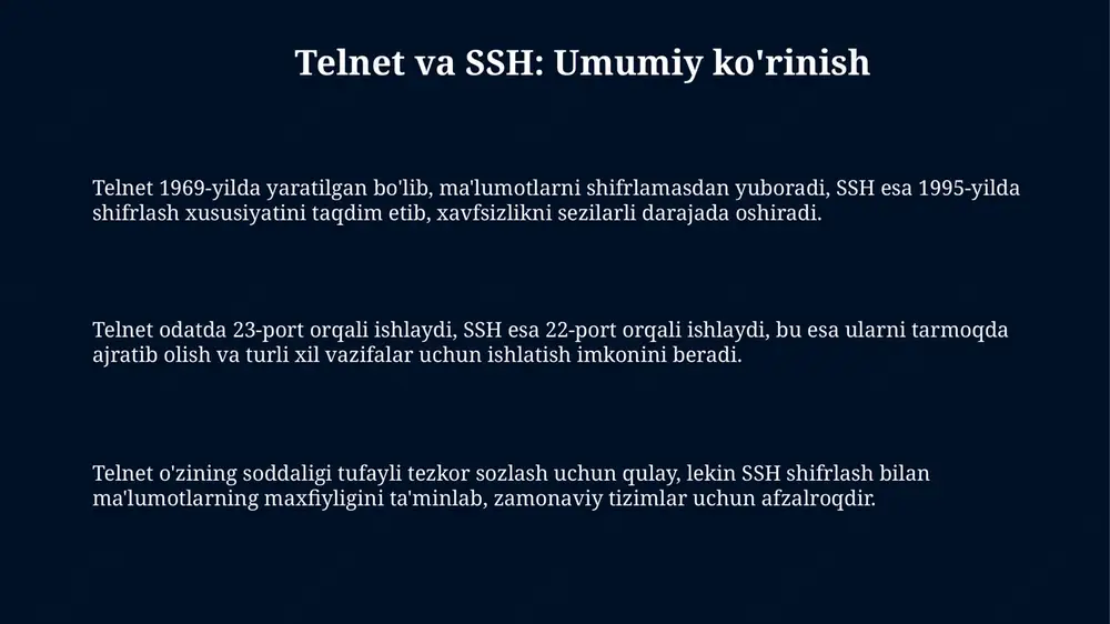 telnet va ssh protokollari - Page 3