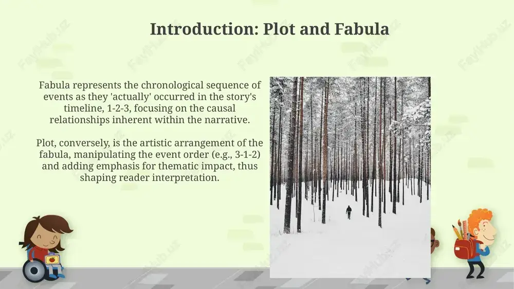 curring element emphasizes the plot's inherent decision-making process throughout. the role of symbolism in plot development symbolism introduces plot tension, as ambiguous symbols like the “woods” with their multiple interpretations, influence the narrator's decision to resist temptation in verse 12. the 'snow' acts as a central symbol, furthering the plot by representing peace, isolation, or even a metaphorical death the character confronts in lines 5 through 8, impacting decisions. narrative perspective and its impact on plot first-person narration, employing 'i,' offers limited perspective. the plot hinges on this one character's interpretation, potentially creating bias and impacting reliability for the reader's 360-degree view. third-person omniscient perspective grants access to multiple characters' thoughts, emotions, and histories, broadening the scope and influencing the plot's development across diverse story threads. comparing fabula and plot in 'stopping by woods' the fabula is linear: a traveler pauses by woods, considers staying, then continues. the plot amplifies …