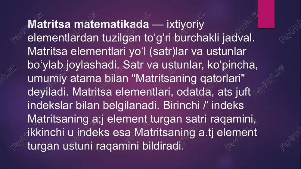 xossalari hamda ko`paytirishning qo`shishga nisbatan distributuvlik xossasining natijasidir. foydalanilgan adabiyotlar 1. internet saytlari 2. ziyo.net 3. vikipendiya 4. tpdu.uz image6.png image7.png image8.png image9.png image10.png image11.jpeg image19.png image20.png image21.png image22.png image12.png image13.png image14.png image15.png image16.png image17.png image18.png image23.png image24.png image25.png image26.png image27.png image28.png image29.png image30.png image31.png image32.png image33.png image34.png image35.png image36.png image37.png image38.png image39.png image40.png image41.png image42.png image43.png image44.png image45.png image46.png image47.png image48.png image49.png image50.png image51.png image52.png image53.png image2.png image3.png image4.png image5.png /docprops/thumbnail.jpeg