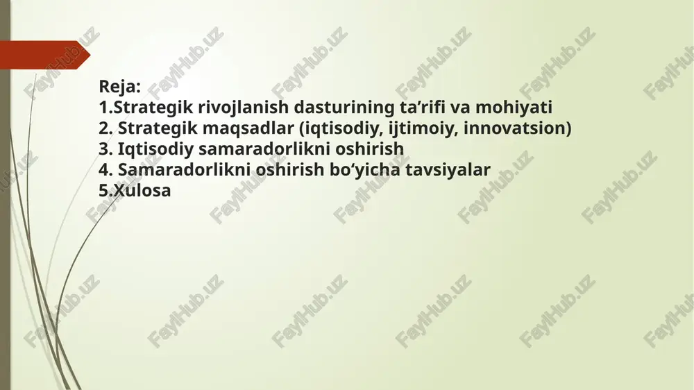 ningdek “shaharsozlik renovatsiyasi to‘g‘risida”gi va “urbanizatsiya to‘g‘risida”gi qonun loyihalarini ishlab chiqish maqsad qilingan. 9.infratuzilmalarni rivojlantirish, suv va issiqlik ta’minotini yaxshilash. ushbu yo‘nalishda davlat investitsiyalarini boshqarish tizimini (public investment management framework) joriy qilish, aholini oqova suvlarini chiqarib yuborish xizmati (kanalizatsiya) bilan ta’minlash hamda sohaga xususiy sektorni keng jalb qilish nazarda tutilmoqda. 10.boshqaruv ma’lumotlari almashinuvini takomillashtirish va sun’iy intelekt imkoniyatlarini bosqichma-bosqich jorish etish. mazkur yo‘nalishda “ma’lumotlarni boshqarishning milliy tizimi to‘g‘risida”gi qonun loyihasini ishlab chiqish, hukumatning xalqaro hamkorlari bilan samarali hamkorlik qilish platformasini hamda hamkorlar bilan ishlash tartibini takomillashtirish maqsadida “o‘zbekiston bo‘yicha mamlakat platformasi” samaradorligini oshirish rejalashtirilgan. shuningdek, 2024-yilda strategik yo‘nalishlardagi islohotlarni amalga oshirish chora-tadbirlar rejasiga muvofiq qabul qilingan hujjatlarning ijrosini 2025-yilda to‘liq yakuniga yetkazish nazarda tutilmoqda. 2025-yilda amalga oshiriladigan strategik islohotlar dasturi ijrosini muvofiqlashtirish strategik islohotlar agentligi hamda iqtisodiyot va moliya vazirliga yuklanmoqda. shu bilan birga, har yili “kelajak uchun” tashabbuslar forumini o‘tkazish nazarda tutilmoqda. ushbu forum “o‘zbekiston – 2030” strategiyasida belgilangan …