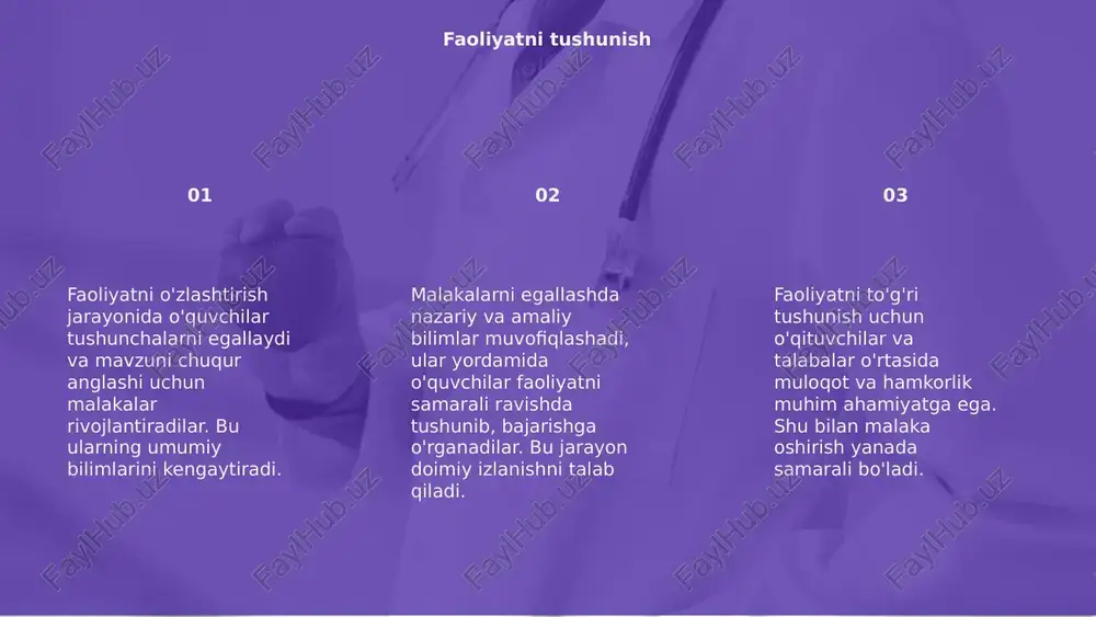 yatni o'zlashtirish va malakalarni egallash shaxsiy rivojlanishda asosiy omil hisoblanadi. bu jarayon insonning hayot sifatini yaxshilaydi va unga yangi imkoniyatlar ochadi. har bir shaxs o'z mahoratini rivojlantirishi uchun intilishi va oʻrganishga tayyorligi muhimdir. o'zaro tajriba almashish orqali malakalar mustahkamlanadi va kengayadi. shaxsiy rivojlanish uchun doimiy o'rganish va yangi bilimlarni qabul qilish muhim ahamiyatga ega. bu, o'z navbatida, professional va shaxsiy muvaffaqiyatni ta'minlaydi. shaxsiy rivojlanish faoliyatni o'zlashtirish jarayonida o'quvchilar yangi bilimlarni qabul qilib, malakalarni mustahkamlashga katta e'tibor qaratiladi. davomiy amaliy mashqlar muhim. malakalarni egallash muvaffaqiyati uchun o'qituvchilarning samarali usullari va o'zaro tajriba almashish alohida ahamiyatga ega. natijalar ijobiy natijalarga olib keladi. har bir shaxsning shaxsiy rivojlanishi uchun moslashuvchan metodlar va nazorat qilish tizimlari joriy etiladi. bu o'quv jarayonining muvaffaqiyatini ta'minlaydi. 27% 27% 46% natijalarga erishish faoliyatni o'zlashtirish va malakalarni egallash uchun moslashuvchanlik muhimdir. bu yangi bilimlarni tez qabul qilish imkonini beradi. shaxslar adaptatsiya jarayonida o'z tajribalarini kengaytiradi, yangi muhitlarga moslashish orqali …
