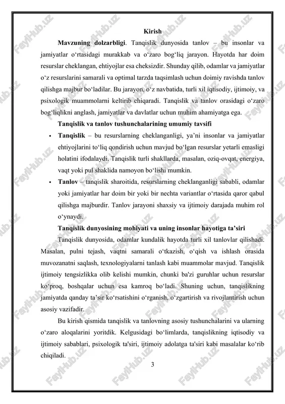 ib keladi: · boylikning notekis taqsimlanishi: dunyoda ba'zi mamlakatlar va guruhlar o‘z resurslarini ko‘p qismini o‘zlarida jamlaydi, boshqalari esa iqtisodiy tanqislikka duchor bo‘ladi. masalan, rivojlangan va rivojlanayotgan mamlakatlar o‘rtasidagi farqlar. · iqtisodiy inqirozlar: o‘zbekiston, gretsiya yoki arjantina kabi mamlakatlar iqtisodiy inqirozlar va moliyaviy qiyinchiliklarga duchor bo‘lishadi, bu esa ijtimoiy tengsizlikni kuchaytiradi. · globalizatsiya va iqtisodiy integratsiya: global iqtisodiyotda o‘zgartirishlar va global hamkorliklar resurslar va boyliklarning notekis taqsimlanishiga olib kelishi mumkin. masalan, chet el investitsiyalari faqat ba’zi sohalarda rivojlanib, boshqa sohalarda tanqislikka sabab bo‘ladi. ijtimoiy tanqislik ijtimoiy tanqislik resurslarning faqat iqtisodiy cheklanishi bilan bog‘liq emas, balki ijtimoiy jihatlarda ham mavjud. ijtimoiy tanqislik quyidagi omillar bilan bog‘liq: · ta'lim va malaka: jamiyatda ta'lim va malakali ishchi kuchining cheklanishi, ijtimoiy tengsizlikka olib keladi. agar ko‘plab odamlar ta'lim olishda imkoniyatlardan chetda qolsa, bu ijtimoiy tanqislikni kuchaytiradi. · sog‘liqni saqlash va oziq-ovqat: sog‘liqni saqlash xizmatlari va oziq-ovqat resurslari ham ijtimoiy tanqislikni yuzaga keltiradi. ba'zi guruhlar …