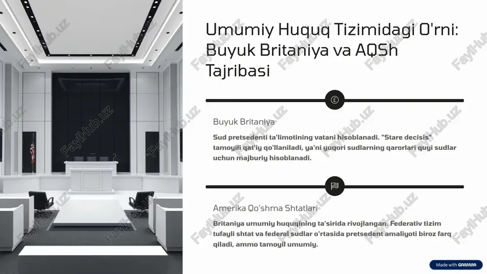 huvlarni hal qilishda o'xshash printsiplarni qo'llashga yordam beradi. inson huquqlari: yevropa inson huquqlari sudi kabi sudlarning qarorlari inson huquqlari standartlarini belgilaydi. 9 xulosa va kelajakdagi istiqbollar: yuridik pretsedentning rivoji doimiy evolyutsiya yuridik pretsedent huquq tizimining dinamik qismi bo'lib, jamiyatning o'zgarishi bilan birga rivojlanib boradi. muvozanatni saqlash barqarorlik va moslashuvchanlik o'rtasidagi muvozanatni topish doimiy vazifa bo'lib qoladi. global huquqiy madaniyat turli huquq tizimlari o'rtasida o'zaro ta'sir kuchaygan sari, pretsedentning global roli ham ortib boradi. 10 image-1002-1.png image-1-1.png image-1003-1.png image-2-1.png image-1004-1.png image-3-1.png image-3-2.png image-3-3.svg image-3-4.png image-3-5.svg image-1005-1.png image-4-1.png image-1006-1.png image-5-1.png image-5-2.png image-5-3.svg image-5-4.png image-5-5.svg image-5-6.png image-5-7.svg image-5-8.png image-5-9.svg image-1007-1.png image-6-1.png image-6-10.png image-6-11.png image-6-12.svg image-6-13.png image-6-14.png image-6-15.svg image-6-2.png image-6-3.svg image-6-4.png image-6-5.png image-6-6.svg image-6-7.png image-6-8.png image-6-9.svg image-1008-1.png image-7-1.png image-1009-1.png image-8-1.png image-8-2.png image-8-3.svg image-8-4.png image-8-5.svg image-8-6.png image-8-7.svg image-1010-1.png image-9-1.png image-9-2.png image-9-3.png image-1011-1.png image-10-1.png