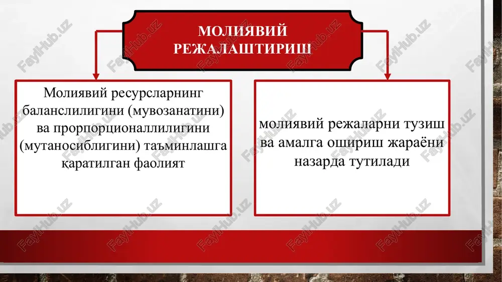 g doimiy to'lovga qobilligini ta'minlash moliyaviy barqarorlik nuqtai-nazaridan firma kengayishining yo'l qo'yilishi mumkin bo'lgan sur'atlarini aniqlash bozorlarni va ko'zda tutilayotgan sotuvlar hajmini o'zlashtirishning loyihaviy ko'rsatkichlarini ishlab chiqish tannarxning turli ko'rinishlarini (to'liq, ishlab chiqarish, to'g'ri va boshqalar) hisob-kitob qilish. bu erda marketing tadqiqotlari, reklama, bozorlarni o'zlashtirish xarajatlarini hisobga olish muhim ahamiyat kasb etadi zaruriy investitsiyalarning hajmi, ishlab chiqarishni kengaytirish bo'yicha moliyaviy resurslarning hajmi, ularning samaradorligi va foydaga ta'sirini aniqlash biznes-rejaning tarkibida moliyaviy reja quyidagi yo'nalishlar bo'yicha ishlab chiqiladi pul mablag'larining yillik oqimini loyihalashtirish va moliyaviy natijalarni aniqlash. bu tushumlarning kelib tushishi, debitorlik va kreditorlik qarzlarining o'zgarishi, moliya to'lovlarini optimallashtirish va boshqalar bo'yicha dinamikalarning bashorat qilinishini taqoza etadi. shu erning o'zida foydaga oid hisob-kitoblar korxonaning joriy istiqboldagi salohiyati bilan, shuningdek biznes-rejaning boshqa bo'limlarida aniqlanadigan cheklanmalar bilan muvofiqlashtirilishi kerak u yoki bu davr mobaynida davlatning mumkin bo'lgan moliyaviy ahvolini (holatini) oldindan ko'ra bilish va moliyaviy rejalarning ko'rsatkichlarini asoslashga moliyaviy bashoratlash deyiladi. nazariya va …