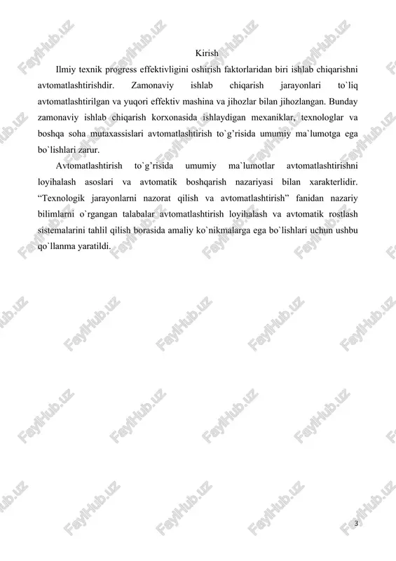 lchov asboblari, rostlagichlar va ijrochi mexanizmlar texnologik jarayonni bioximik va fizik kimyoviy o’zgarishlari texnologik kattaliklarning o’lchash chegarasi, birlamchi o’lchov o’zgartgichlarning o’rnatilgan joyigacha bo’lgan masofa, ijrochi mexanizmlarni tekshirish va boshqarish shitlariga joylashtirish, rostlash qonunlari va rostlashning sifat ko’rsatgichlari hamda ularni ishlatish shartlari to’g’risidagi ma`lumotlar hisobga olinadi. texnologik jihozlar, ularni o’zaro bog’lanishi, asboblar va avtomatlashtirish vositalarining funktcional sxemada ko’rinishi. avtomatlashtirishda funktcional sxema chizmalarida texnologik jihozlar hamda ularning o’zaro bog’lanishi qisqartirilgan holatda bajariladi. texnologik jihozlarning alohida qismlarining proportciyalari yo’qolmagan holda hamda apparatlar va agregatlarni o’lchovlariga e`tibor bermasdan chiziladi. texnologik bog’lanishlar, gaz va suyuklik quvurlari 3464-63 gost asosida chiziladi. agarda chizmada yuqorida keltirilgan davlat standartiga to’g’ri kelmaydigan quvurlar va bog’lanishlar bo’lsa, u holda boshqa raqam va xarflardan foydalanish mumkin, faqat yangi qabul qilingan shartli ko’rinishlarga tushuntirish berish zarur. quvurlarda oqimning harakati strelka bilan ko’rsatiladi. texnologik jixozlarning nomlari ularning shartli ko’rinishlari bilan chiziqlarda yoziladi yoki undan chetga chiqariladi. texnologik jixozlar chiziqlari hamda kuvurlarning bog’lanishlari avtomatlashtirishning …