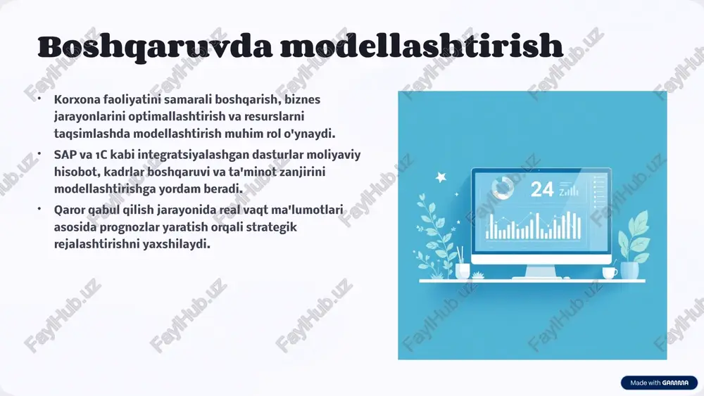 ot/xizmatlar sifatini yaxshilash uchun zarur vositadir. kompyuter tizimlari yordamida modellashtirish murakkab jarayonlarni o'rganish va amaliy ishlarni bajarishni sezilarli darajada osonlashtiradi. siz ham modellashtirish dasturlarini o'rganib, kelajak mutaxassisi bo'lishingiz va o'zingiz tanlagan sohada innovatsiyalar yaratishingiz mumkin! 10 image-1002-1.png image-1002-2.png image-1-1.png image-1003-1.png image-1003-2.png image-2-1.png image-1004-1.png image-1004-2.png image-3-1.png image-1005-1.png image-1005-2.png image-1006-1.png image-1006-2.png image-5-1.png image-1007-1.png image-1007-2.png image-6-1.png image-6-2.svg image-6-3.png image-6-4.svg image-6-5.png image-6-6.svg image-1008-1.png image-1008-2.png image-7-1.png image-1009-1.png image-1009-2.png image-8-1.png image-8-2.png image-8-3.png image-8-4.png image-8-5.png image-1010-1.png image-1010-2.png image-9-1.png image-9-2.png image-9-3.png image-9-4.png image-9-5.png image-1011-1.png image-1011-2.png image-10-1.png image-10-2.png