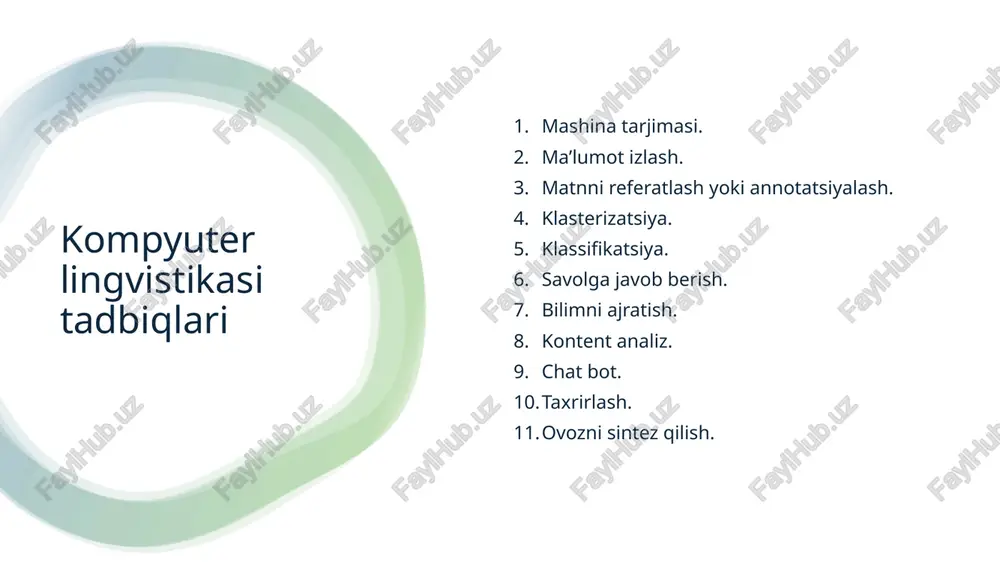 ik a m as al a ta ni sh za m on so ha in te lle kt su n’ iy y ec h ta bi iy ti l 𝑑!" matn1 1 1 2 1 1 1 0 0 0 0 0 6 matn2 1 1 1 0 0 1 1 1 1 1 1 9 ko m py ut er lin gv is tik a m as al a ta ni sh za m on so ha in te lle kt su n’ iy y ec h ta bi iy ti l 𝑑!" matn1 1/6 1/6 1/3 1/6 1/6 1/6 0 0 0 0 0 6 matn2 1/9 1/9 1/9 0 0 1/9 1/9 1/9 1/9 1/9 1/9 9 kompyuter lingvistika masala tanish zamon soha intellekt sun’iy yech tabiiy til matn1 1 1 2 1 1 1 0 0 0 0 0 6 matn2 1 1 1 0 0 …