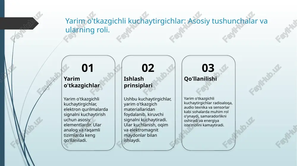 orlarning turlari stabilizatorlar kuchlanishni yoki oqimni barqarorlashtirish uchun turli turlarga ega. ular analog, raqamli va aralash turlarda mavjud. 2 ishlash prinsiplari stabilizatorlar kuchlanishni tahlil qilib, chiqishda stabil kuchlanish ta'minlaydi. bu, kirishdagi o'zgarishlar va yuklanish o'zgarishlariga qarshi muvozanatni saqlaydi. 3 amaliy qo'llanilishi stabilizatorlar elektron qurilmalarda kuchlanishni barqarorlashtirish uchun keng qo'llaniladi. ular kompyuterlar, mobil telefonlar va boshqa elektron tizimlarda muhimdir. stabilizatorlarning ishlash tamoyillari va funktsiyalari. 1 stabilizatorlar turlari stabilizatorlar kuchlanishni, oqimni va haroratni nazorat qilish uchun ishlatiladi. ularning asosiy turlari: kuchlanish stabilizatorlari, oqim stabilizatorlari va harorat stabilizatorlari. 2 ishlash tamoyillari stabilizatorlar, uzluksiz kuchlanish va oqimni ta'minlash uchun kuchlanishning o'zgarishini avtomatik ravishda nazorat qiladi, bu esa barqaror energiya manbalarini taqdim etadi. 3 funktsional rol stabilizatorlar elektron qurilmalar va tizimlar uchun muhimdir. ular kuchlanish va oqimni barqarorlashtirish orqali qurilmalarining ishonchliligini oshiradi. stabilizatorlar va energiya ta’minoti: o’zaro bog’liqlik. stabilizatorlar turlari stabilizatorlar kuchlanish va oqimni barqarorlashtirish uchun turli xil turlarga ega, masalan, lineer va raqamli stabilizatorlar. …
