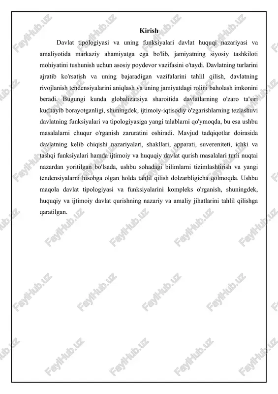 ta'minot tizimlariga ega bo'lsa, qoloq davlatlarda avtoritar tuzumlar, korrupsiya va ijtimoiy tengsizlik ko'proq uchraydi. iqtisodiy yondashuv davlatlarning xalqaro munosabatlardagi o'rnini ham belgilaydi. rivojlangan davlatlar xalqaro savdo, investitsiyalar va texnologik transferda yetakchi rol o'ynasa, qoloq davlatlar xalqaro yordam va qarzga muhtoj bo'ladi. iqtisodiy rivojlanish davlatning barqarorligi va xavfsizligini ta'minlashda muhim rol o'ynaydi. 📋 davlat tipologiyasi va funksiyalari davlat tipologiyasini aniqlash va uning funksiyalarini tahlil qilish jarayoni. [diagramma qo'shish xatosi: no elements provided] siyosiy yondashuvga asoslangan davlat tipologiyasi siyosiy yondashuv davlatlarni ularning siyosiy tuzumi, boshqaruv shakli va siyosiy rejimiga ko'ra tasniflaydi. bu yondashuv davlatlarni demokratiyalar, avtoritar davlatlar va totalitar davlatlarga bo'lish imkonini beradi. demokratiyalar erkin saylovlar, huquq ustuvorligi va inson huquqlarining himoyasi bilan ajralib turadi. avtoritar davlatlarda hokimiyat bir kishi yoki kichik guruh tomonidan ushlab turiladi va siyosiy erkinliklar cheklanadi. totalitar davlatlarda davlat jamiyatning barcha sohalarini nazorat qiladi va siyosiy muxolifatga yo'l qo'yilmaydi. siyosiy tipologiya davlatning iqtisodiy va ijtimoiy rivojlanishiga ham ta'sir …