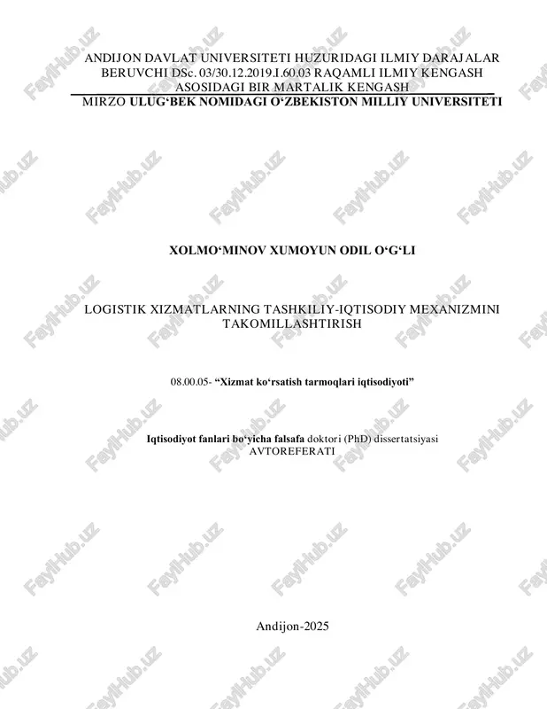 gistika sektori 2024-yilda 10,17 trln.aqsh dollari miqdorida qiymat yaratib bu koʻrsatkich 2029- yilga kelib 14,39 trln. aqsh dollarga yetishi prognoz qilinmoqda”1. logistika xizmatlari jahon iqtisodiyotining global tarmogʻini yaratishda muhim ahamiyat kasb etib, nafaqat tashish va saqlash xizmatlarini taqdim etadi, balki global iqtisodiy tizimda barcha iqtisodiy tarmoqlarning uygʻunlashgan faoliyat yuritishini taʼminlaydigan muhim tarkibiy ishtirokchi boʻlib qolmoqda. shu boisdan, logistik xizmatlarning tashkiliy-iqtisodiy mexanizmini takomillashtirishda mavjud muammolarni aniqlash va xizmatlar sifatini yaxshilashga doir masalalarni oʻrganishga zarurat ortmoqda. jahonning rivojlangan mamlakatlarida xizmatlar bozorini yaxshilash, iqtisodiy samaradorlikni oshirish barqaror rivojlanishni taʼminlash uchun logistik xizmatlarni tashkiliy-iqtisodiy jihatdan takomillashtirish boʻyicha ilmiy-tadqiqot ishlari olib borilmoqda. zero, har qanday mamlakatning xalqaro savdo bilan oʻzaro bogʻlanish jarayonida resurslarni tejash, milliy brendni xalqaro bozorda namoyon etish, xatarlarni boshqarish va mahsulotlarni kerakli vaqtda, kerakli joyga, kerakli miqdorda samarali yetkazib berishda logistik xizmatlar muhim ahamiyat kasb etadi. shu boisdan, logistik tizimning samaradorligini oshirish, texnologiyalarning innovatsion integratsiyasi, logistik xarajatlarni qisqartirish, moliyalashtirish mexanizmlarini takomillashtirish, barqarorlik …