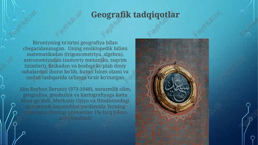 abu rayhon beruniyning ta'lim va fan sohasida qushgan hissasi - Page 3