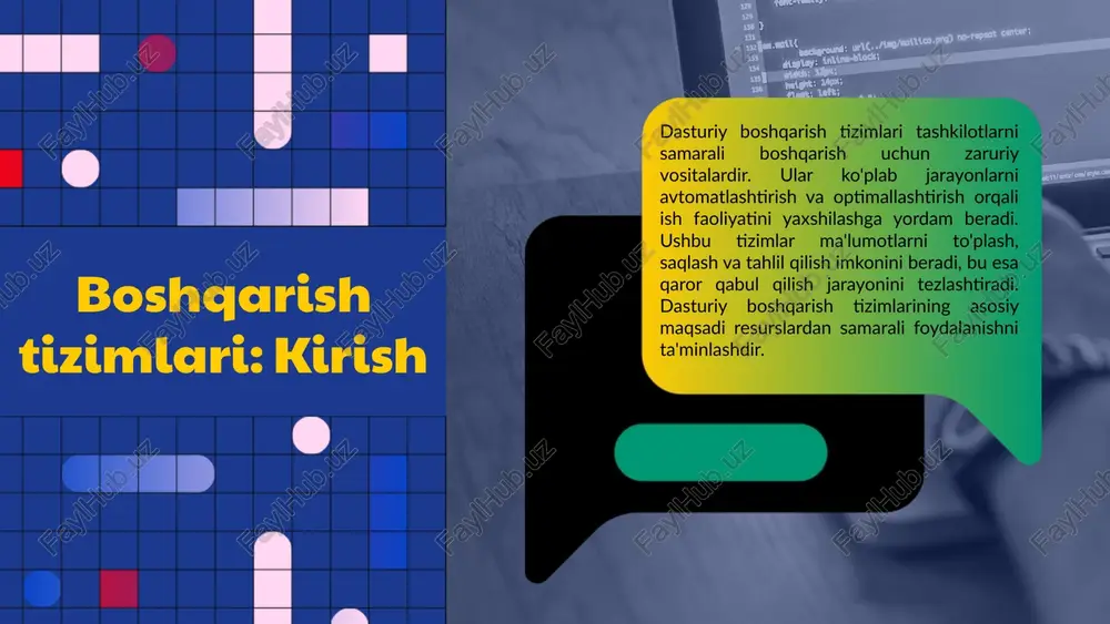 orqali xizmat ko'rsatish va marketing strategiyalarini yaxshilash imkonini beradi. muhim funksiyalar - mijoz ma'lumotlarini boshqarish - savdo jarayonlarini avtomatlashtirish - mijozlar bilan aloqa o'rnatish va saqlash - marketing kampaniyalarini rejalashtirish - tahlil va hisobotlarni tayyorlash. misollar birinchi navbatda, salesforce crm tizimlari orasida eng mashhur hisoblanadi, u katta korxonalar uchun moslashtirilgan funksiyalarni taklif etadi. zoho esa kichik va o'rta bizneslar uchun qulay va arzon yechimlarni taqdim etadi. 02 01 03 scm tizimlari **scm tizimlarining ahamiyati va asosiy funktsiyalari** scm (supply chain management) tizimlari, ta'minot zanjirini samarali boshqarish uchun muhim hisoblanadi. ular mahsulotlarni xarid qilishdan tortib, mijozlarga etkazib berishgacha bo'lgan jarayonlarni optimallashtirishga yordam beradi. bu tizimlar xarajatlarni kamaytirish, vaqtni tejash va xizmat ko'rsatishni yaxshilashga imkon yaratadi. **tizimlar misollari: jda, kinaxis** jda va kinaxis kabi tizimlar ta'minot zanjirini boshqarish uchun keng qo'llaniladigan yechimlar hisoblanadi. jda, ishlab chiqarish va tarqatish jarayonlarini boshqarish uchun kuchli vositalar taklif etadi, kinaxis esa real vaqt rejimida ma'lumotlarni tahlil …