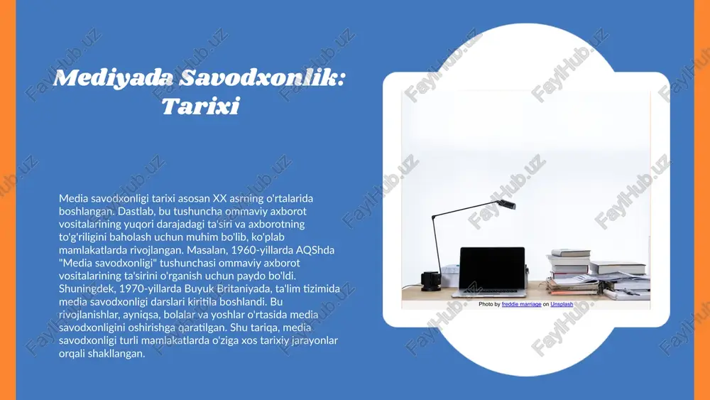 lga oshirish rejalashtirilmoqda. boshqa mamlakatlar tajribasi bilan solishtirganda, o'zbekistonning media savodxonlikka bo'lgan e'tibori ortib bormoqda, ammo hali ham ko'plab imkoniyatlar mavjud. photo by árpád czapp on unsplash photo by florian olivo on unsplash media va axborot savodxonligi mutaxassisi media savodxonligini rivojlantirish uchun innovatsion yondashuvlarni qo'llash zarur. axborot savodxonligi va uning globallashuvi global axborot savodxonligi tushunchasi, zamonaviy jamiyatda axborot va media muhitida tanqidiy fikrlash va malakalarni rivojlantirishni o'z ichiga oladi. bu tushuncha, raqamli va an'anaviy media orqali ma'lumotlarni to'g'ri baholash, ishlatish va tarqatish qobiliyatlarini anglatadi. hozirgi kunda raqamli texnologiyalar va axborotning o'sishi global axborot savodxonligi tendensiyalarini shakllantirmoqda. internetning keng tarqalishi, ijtimoiy tarmoqlar va mobil ilovalar odamlarning axborotga bo'lgan munosabatini o'zgartiryapti, bu esa ularning axborotni qanday topish, baholash va ishlatishiga ta'sir qiladi. axborot savodxonligini rivojlantirish uchun muhim malakalar ichiga tanqidiy fikrlash, axborot manbalarini baholash, va raqamli muhitda axborotlarni samarali ishlatish kiradi. shuningdek, axborot savodxonligi ko'nikmalarini oshirish, o'qituvchilarning yetakchilik qilishi va jamiyatda axborot …