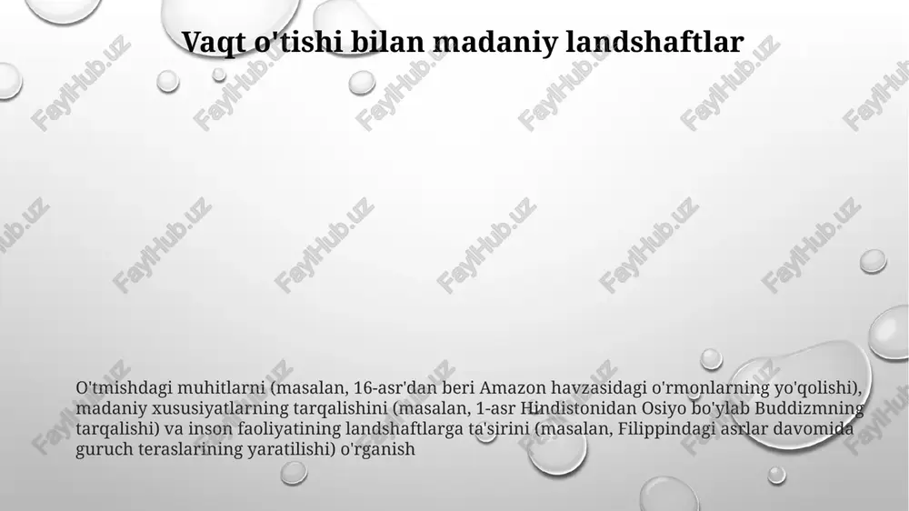 asr manchestridagi industrializatsiyaning ta'siri) tushunish. tarixiy geografiya o'tmish landshaftlarini (masalan, rim britaniyasining yo'l tarmoqlari), tarixiy voqealarni xaritalash (masalan, xiv asr evropasida qora o'limning tarqalishi) va geografik tushunchalarning evolyutsiyasini (masalan, usmonli imperiyasining o'zgarib turuvchi chegaralari) tahlil qilishni o'z ichiga oladi texnologiyaning fazoviy tashkilotga ta'siri 1960-yillardan beri gis, gps, masofaviy zondlash kabi texnologik taraqqiyotlar fazoviy ma'lumotlarni yig'ish va tahlil qilishni tubdan o'zgartirib, shaharsozlik (masalan, london doklendlarni qayta qurish) va resurslarni boshqarishga (masalan, amazon o'rmonlarining kesilishini kuzatish) ta'sir ko'rsatdi makon fazoviy o'zgarishlarni (masalan, ikkinchi jahon urushidan keyingi aqshda shahar atroflarining rivojlanishi) tahlil qilish jamiyatdagi o'zgarishlarni ochib beradi tarixiy demografiya va aholi joylashuvi tarixiy demografiya vaqt va makonda aholining o'zgarishini (tug'ilishlar, o'limlar, migratsiya) o'rganadi. bunda 1851 yildagi ingliz aholini ro'yxatga olish kabi manbalar, 17-asr fransiyasidagi suvga cho'mdirish yozuvlari kabi cherkov registrlaridan va rim imperiyasining yer solig'i yozuvlari kabi soliq baholari tahlil qilinadi tarixiy ekologiya va atrof-muhit tarixi tarixiy geografiyaning maqsadi – vaqt o'tishi bilan …