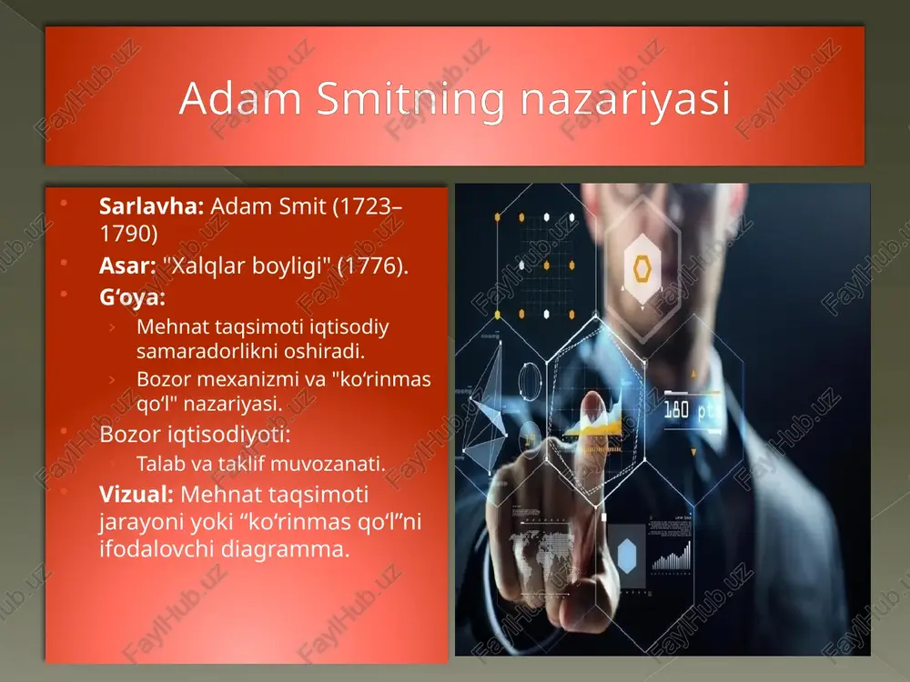 ramma yoki yangi mahsulotlar yaratish jarayonini ko‘rsatuvchi diagramma. milliy ehtiyojlar uzluksiz qondirilishi uchun iqtisodiyot doimo o'sib borishi talab qilinadi. chunki shunday yo'l bilangina kishilar iste'moliga zarur bo'lgan tovar va xizmatlar ko'plab va xilma-xil yaratiladi. iqtisodiy o'sish‘- bu iqtisodiyotning rivojlanishi, ya'ni hayotiy ne'matlar bo'lgan tovar va xizmatlarning ishlab chiqarilishining ko'payib borishidir. masalan, shu yili real yalm hajmi 185 mlrd. dollar bo'lsa, 5 yildan so'ng bu 225 mlrd. dollarni tashkil etadi. bunda mutlaq iqtisodiy o'sish 40 mlrd. dollarga (225—185=40) teng. mutlaq o'sish iqtisodiy salohiyatning katta yoki kichikligini bildiradi. mutlaq iqtisodiy o'sish tovar va xizmatlar qanday miqdorda ko'payganini bildiradi. buni (0'm) aniqlash uchun real yalm ning hozirgi hajmidan (m2) oldingi hajmi (mi) chegirib tashlanadi. bunda 0 w=m2—mi bo'ladi. nisbiy iqtisodiy o'sish uning jadallik sur'atini bil­diradi va foizda ifoda etiladi. uni (0'm) aniqlash uchun hozirgi real yalm hajmining o'sishi dastlabki mahsulot hajmi bilan taqqoslanadi. bunda o'nr—z:-100 hosil bo'ladi. masalan, oldingi davrda real yalm 630 …