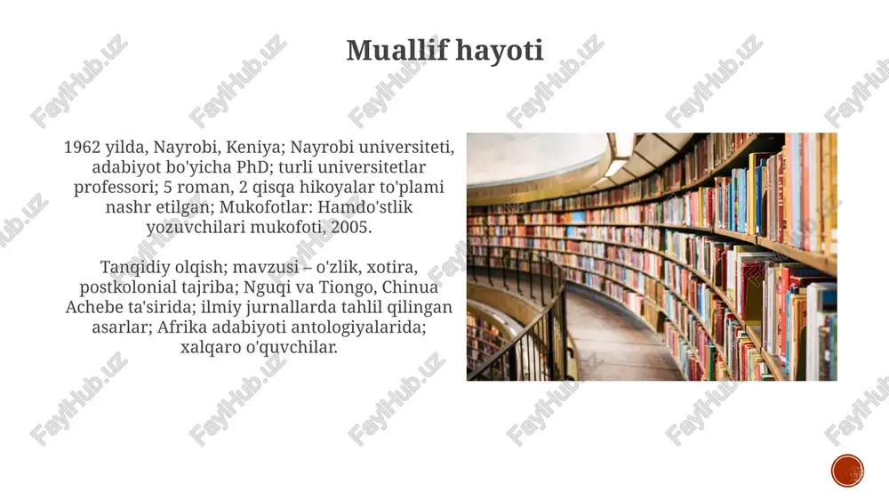 ning mustamlakachilar va mustamlaka qilinganlar (masalan, nomsiz mahalliy aholi) psixologik taʼsiriga ishora qiladi mukofotlar va e'tiroflar mukofotlar va tan olinishlar: 2023 yilgi nebula mukofoti finalchisi; 2024 yilgi hugo mukofoti nomzodi; 2022 yilgi philip k. dik mukofoti sohibi; nyu-york kitob festivalining ilmiy fantastika yo'nalishi bo'yicha 3-o'rin. 2347-yilgi distopik periton shahrida sodir bo'ladigan, anya sharma qahramonli 500 sahifali fantastik roman. sun'iy intellektning ongiga ega bo'lishi, korporativ josuslik va transhumanizm mavzularini ochib beradi. grand central publishing tomonidan nashr etilgan. isbn: 978-1234567890. o'ziga xos yozuv uslubi takrorlanuvchi soʻzlar/iboralar (masalan, "qirmizi toʻlqin", "pichirlovchi shamol") orqali giptonik taʼsir; boblarning sonli ketma-ketlikka asoslangan tuzilishi (masalan, 7 qism, 13 boʻlim); nyu-york shahri fonining qahramonlar shakllanishiga taʼsiri (masalan, moliyaviy tumanning taʼsiri). murakkab gap tuzilmalari, 20-30 bo'lak/ibora; london manzaralari jonli tasvirlangan, aniq diqqatga sazovor joylar (masalan, tower ko'prigi, sankt-pol sobori) tilga olingan; qahramonning ichki monologi batafsil bayon etilgan, 19-asr falsafaviy munozaralarini aks ettiradi. janr va uslub 352 bet, spectral press, …