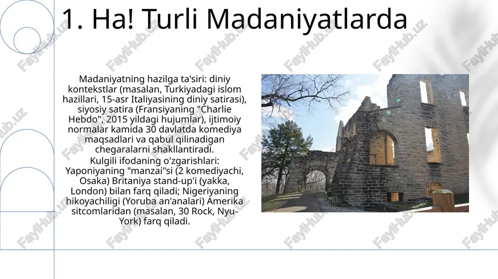 ko'rsatdi. 9. ha!: y uqumli tovush "ha!": 19-asr parijdagi 100 dan ortiq ayolni, ayniqsa, sen-deni shahridagi ayollarni qamrab olgan kulgi epidemiyasi haqida. kitob ijtimoiy, tibbiy va psixologik jihatlarni o'rganib, 500 ga yaqin hujjatlashtirilgan holatni tahlil qilib, ommaviy isteriya va jamiyat tashvishlarining rolini ko'rsatadi. kitob sent-denisdagi kulgini qo'zg'atuvchi va tarqatuvchi fiziologik mexanizmlarni, his-tuyg'ular va ijtimoiy kontekst o'zaro ta'sirini hamda mintaqaga ta'sirini o'rganadi. davrning tibbiy tushunchalari va davolash usullari, shuningdek, fransiyadagi qizlarga psixologik ta'siri tahlil qilinadi. 10. bo'ysunuvchi ha! shouning ijobiy qabuli scotsman, herald va the list nashrlarining 3 ta yirik tanqidchisidan 5 yulduzli baholarga olib keldi, natijada 2023 yil avgust oyida edinburgdagi the stand comedy clubda 4 ta qo'shimcha spektakl o'tkazildi. "kamtarona ha!, ha!" 2023-yil 27-iyulda shotlandiyaning edinburg fringe festivalida premyerasi bo'lib o'tdi va 60 daqiqalik komediya namoyishlarini taqdim etdi. 11.ha! (musiqada) "ha!"ning nota yozuvlaridagi tahlili uning kontekstga bog'liq ma'nosini ochib beradi. ba'zi hollarda bu shunchaki ovoz chiqarish (masalan, o'ynoqi qichqiriq), …