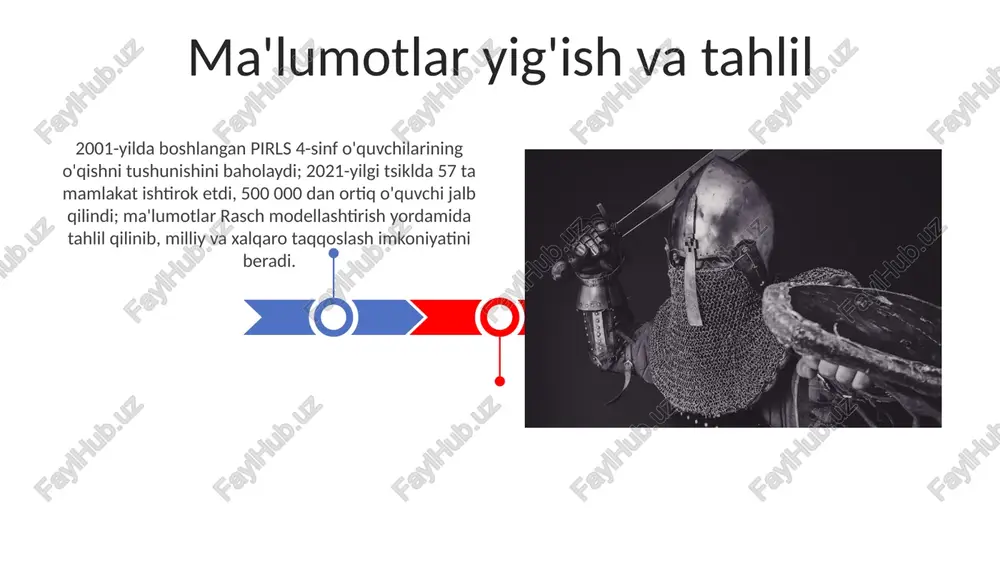 dologiyasi va xalqaro taqqoslashlari uchun zamin yaratdi va jahon miqyosida ta'lim siyosatiga ta'sir ko'rsatdi. qatnashgan mamlakatlar va hududlar ieaning pirls ma'lumotlari kanada, finlyandiya va singapur kabi davlatlardagi o'qish yutuqlari tendentsiyalarini ochib beradi; tadqiqotlar o'qish savodxonligiga ta'sir etuvchi omillarni o'rganadi, qit'alar bo'ylab 100 milliondan ortiq o'quvchilarga foyda keltiradi. 2021-yil pirls da 57 ta davlat va hudud ishtirok etdi; baholash o'qishni tushunish, adabiyot tajribasi, uy va maktab sharoitlarini o'z ichiga oladi; ma'lumotlar global miqyosda ta'lim siyosatini boyitadi. kelajakdagi yo'nalishlar va qiyinchiliklar qiyinchiliklar: turli lingvistik va madaniy kontekstlarda taqqoslashni ta'minlash; ishtirok etuvchi mamlakatlar (masalan, 50 dan ortiq) bo'yicha izchil metodologiyani saqlash; keng ko'lamli xalqaro tadqiqotlar uchun yetarli moliyalashtirishni ta'minlash. kelajakdagi pirls baholari texnologiyalarni integratsiyalashtirishi, osiyo-tinch okeani mintaqasi kabi hududlarda ko'p tillilikning savodxonlik rivojiga ta'sirini o'rganishi va braziliya va kanada kabi turli mamlakatlarda ilg'or statistik modellashtirish texnikalari orqali ma'lumotlar tahlilini yaxshilashi kerak. e'tiboringiz uchun rahmat @taqdimot_robot image4.jpg image5.jpg image6.jpg image7.jpg image8.jpg image9.jpg image10.jpg image11.jpg …