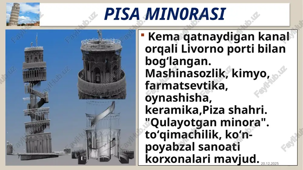 shabinlarning qarshisida ochilishi eʼlon qilindi. 10.03.2021 12 ozodlik haykali haykalning oʻng qoʻlida mashʼal, chap qoʻlida esa bir jadval bor. jadvalning ustida 4-iyul 1776-yil deb yozilgan (mustaqillikni bildiruvchi sana). mashʼalning esa 7 dengizni ifodalovchi 7 uchi bor. haykalning uzunligi 46 m boʻlib, poydevori bilan birga 93 m dir. turistlar haykalning ichidan mashʼalgacha 168 zinapoyadan iborat boʻlgan zinadan chiqishlari mumkin. haykalning mashʼal ushlab turgan oʻng qoʻlining uzunligi 23 metrdir. mashʼalning atrofidagi boʻshliqda tahminan 15 kishi bemalol yon-mayon yursa boʻladi. haykalning boshining kengligi 2 metr, boshidagi tojining uzunligi esa 5 metrdan iborat. 10.03.2021 13 image5.png image6.png image7.png image8.png image4.png image2.png image9.png image10.png image11.png image12.png image13.png image14.png image15.png image16.png image17.png image18.png image19.png image20.png image21.png image22.png image23.png image24.png image25.png image3.png