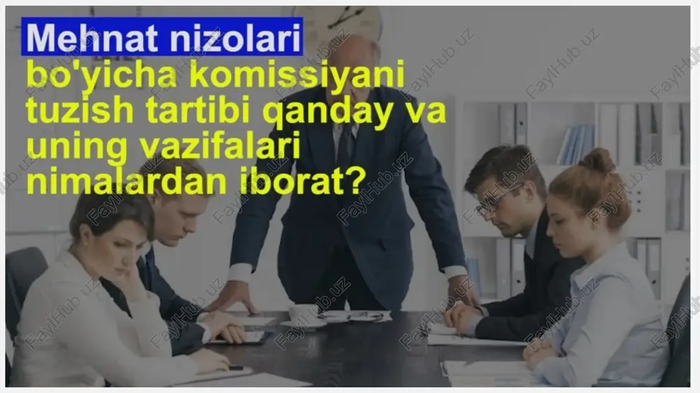xususiyatlari yakka tartibdagi mehnat nizolarini hal etish jarayoni o‘ziga xos xususiyatlarga ega bo‘lib, bu jarayon qonunchilikda aniq belgilangan tartibda amalga oshiriladi. ushbu xususiyatlar quyidagicha tasniflanadi:ko‘rib chiqish organlari:yakka tartibdagi nizolar dastlab mehnat nizolari komissiyasi (mnk) tomonidan ko‘rib chiqiladi. agar korxonada mnk tuzilmagan bo‘lsa yoki nizo bevosita sudda hal qilinishi lozim bo‘lgan holatlarda (masalan, ishga tiklash masalasi) tuman (shahar) sudlari jalb qilinadi. mehnat kodeksining 261-moddasiga ko‘ra, mnk qarori dalillar va qonunchilikka asoslangan bo‘lishi shart.misol: xodim a. ish beruvchi tomonidan mehnat shartnomasida ko‘rsatilmagan qo‘shimcha vazifalarni bajarishga majburlangan. u mnkga murojaat qilib, qaror chiqarilishini talab qilgan. mnk ish beruvchidan qo‘shimcha ish uchun haq to‘lashni buyurgan, ammo ish beruvchi bu qarorni bajarmagan. keyinchalik xodim sudga murojaat qilib, mnk qarorini majburiy ijro ettirishni so‘ragan yakka tartibdagi mehnat nizolarini ko‘rib chiqishning huquqiy asoslari yakka tartibdagi mehnat nizolari ishchi va ish beruvchi o‘rtasida yuzaga keladigan individual xususiyatga ega bo‘lgan kelishmovchiliklar bo‘lib, ularning hal qilinishi davlatning mehnat munosabatlari sohasidagi …