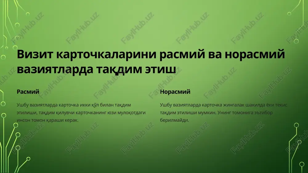 vizit kartochkalar, sovgalar va ularni takdim etish etikasi - Page 3