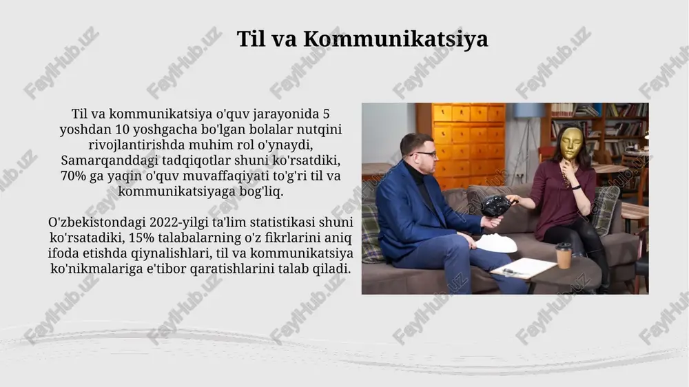 ya" fanidan 2023-yilda 300 dan ortiq talaba o'qigan. samarqand shahrida oʻtkazilgan 2022-yilgi xalqaro konferensiyada "ta'lim texnologiyalari va kommunikatsiya" sohasidagi 15 dan ortiq yangi pedagogik yondashuvlar muhokama qilingan. sinf xonasi muhiti va o’zaro ta’sir o'zbekiston maktablarida 10 yoshgacha bo'lgan bolalar uchun tasviriy materiallarni qo'llashda ranglar psixologiyasi (masalan, qizil rangning diqqatni jalb qilishdagi roli) muhim ahamiyat kasb etadi. andijon viloyatida o'tkazilgan tadqiqotlar shuni ko'rsatdiki, guruhdagi o'quvchilar soni (20 dan ortiq bo'lganda) o'zaro ta'sir samaradorligini 15% ga pasaytiradi. o’quvchining kognitiv jarayonlari o'quvchilarning muammo yechish qobiliyatini rivojlantirishda, algoritmik va evristik usullarning birgalikda qo'llanilishi, toshkentdagi ta'lim muassasalarida 30% ga yaqin o'quvchilarning natijalarini yaxshilashga yordam bergan. o'quv jarayonida o'quvchining e'tiborini jalb qilish uchun, 20 minutdan ortiq davom etadigan darslarda 5-7 minutlik tanaffuslar kiritish andijon shahridagi maktablarda samarali deb hisoblanadi. ta’limda nonverbal kommunikatsiya noverbal kommunikatsiya, masalan, ko‘z kontakti 7-sinf o‘quvchilarida diqqatni 15% ga oshirishga yordam beradi, degan tadqiqot natijalari toshkent shahridagi pedagogika universiteti tomonidan o‘tkazilgan. o‘zbekiston maktablari …