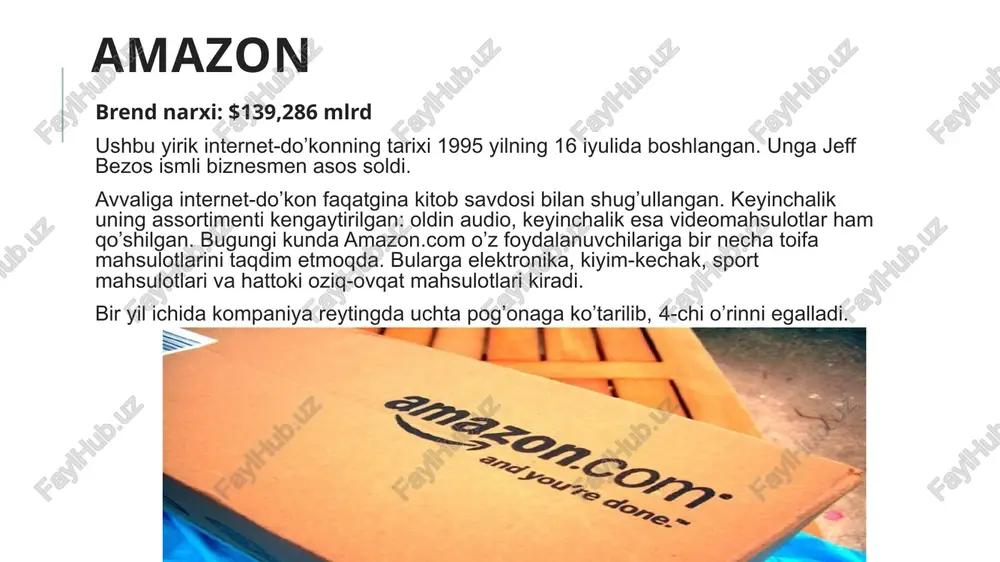 iard dollarni tashkil etdi. «walmart» supermarketlar zanjiriga nasib etdi. uning daromadi 482,130 milliard dollarni tashkil qildi. image3.png image4.jpeg image5.jpeg image6.jpeg image7.jpeg image8.jpeg image9.jpeg image10.jpeg image11.jpeg image12.jpeg image13.png image14.jpeg image15.jpeg image16.jpeg image17.jpeg /docprops/thumbnail.jpeg