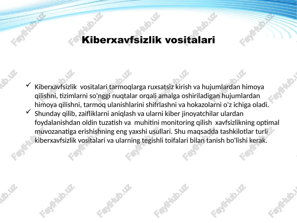 paketlari buzilganligini aniqlashi mumkin. jon ripper jon ripper - parol kuchini tekshirish uchun ishlatiladigan muhim kiberxavfsizlik vositasi. asbob himoyalangan tizim uchun xavfsizlikka xavf tug'dirishi mumkin bo'lgan zaif parollarni tezda aniqlash uchun mo'ljallangan. jon ripper dastlab unix muhitlarida foydalanish uchun mo'ljallangan edi. biroq, joriy boshqa turdagi tizimlar, jumladan windows, dos va openvms tizimlari bilan ishlaydi. asbob shifrlangan loginlar, murakkab shifrlar va xesh tipidagi parollarni qidiradi. parol texnologiyasi rivojlanib borar ekan, ochiq manbalar hamjamiyati ushbu vosita aniq kirish testi natijalarini taqdim etishini ta'minlash uchun doimiy ravishda yangilanishlarni ishlab chiqadi va chiqaradi. demak, bu parol xavfsizligini yaxshilash uchun mos kiberxavfsizlik vositasidir. 10 tcpdump tcpdump tarmoqdagi ma'lumotlar paketlarini olish uchun juda foydali vositadir. kiberxavfsizlik bo'yicha mutaxassislar undan tarmoq orqali o'tadigan tcp va ip-trafikni kuzatish, shuningdek jurnalga kirish uchun foydalanadilar. tcpdump - bu u ishlayotgan kompyuter va ushbu trafik o'tadigan tarmoq o'rtasidagi tarmoq trafigini tahlil qiluvchi buyruq qatori dasturiy yordam dasturi. xususan, tcpdump ma'lum bir …