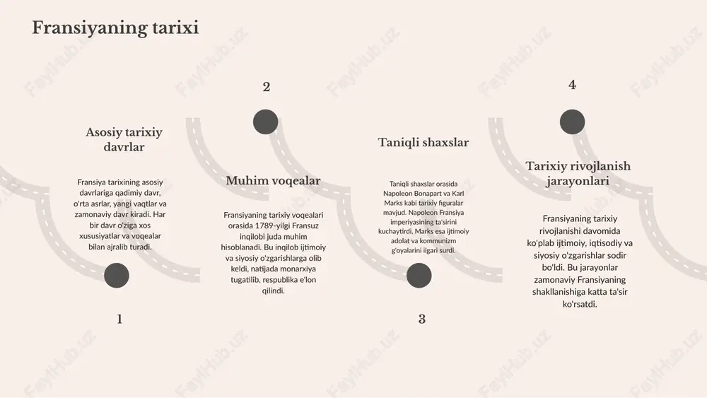 oshiradi. fransiya an'analari fransiyada milliy bayramlar va festivallar muhim ahamiyatga ega. masalan, bastiliya kuni (14-iyul) fransuz inqilobining ramzi sifatida nishonlanadi. bu kunda ko'plab tadbirlar, paraddar va konsertlar o'tkaziladi, bu bayram fransuz xalqining birlik va erkinlikka bo'lgan intilishlarini ifodalaydi. yana bir muhim bayram - yangi yil (1-yanvar) bo'lib, bu kunda oilaviy uchrashuvlar va do'stlar bilan bayram qilish odatlari mavjud. fransiya an'analari va madaniyat o'rtasidagi bog'lanish kuchli. an'analar, masalan, milliy bayramlar va folklor tadbirlari, fransuzlarning tarixiy va madaniy merosini saqlashda muhim rol o'ynaydi. har bir bayram o'zining o'ziga xos an'analari va urf-odatlari bilan bog'liq bo'lib, bu fransuzlarning ijtimoiy hayotida muhim ahamiyatga ega. ushbu an'analarning davomiyligi xalq madaniyatining mustahkamligi va o'ziga xosligini ta'minlaydi. fransiya iqtisodiyotiga kirish fransiya iqtisodiyoti rivojlangan va diversifikatsiyalangan bo'lib, xizmatlar sektori yetakchilik qiladi. qishloq xo'jaligi va sanoat ham muhim rol o'ynaydi, ayniqsa, oziq-ovqat ishlab chiqarish va avtomobil sanoatida. mamlakatning iqtisodiy ko'rsatkichlari, masalan, yalpi ichki mahsulot (yim), yuqori darajada rivojlangan. fransiyaning …