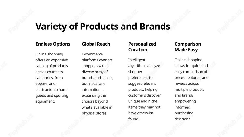 online retailers to process and ship orders swiftly and reliably. excellent customer service many online stores provide tracking information and responsive customer support to ensure a smooth delivery experience. returns and exchanges 1 hassle-free returns most online retailers offer easy return policies, allowing customers to return items within a specified timeframe if they're not satisfied. 2 exchange options customers can often exchange their purchase for a different size, color, or model rather than just returning it. 3 refund processes retailers typically provide clear instructions on how to initiate a refund, which is often done through their online portal or by contacting customer service. 4 extended holiday returns many stores extend their return windows during the holiday season, giving customers more time to decide if they want to keep their purchase. the future of online shopping as technology advances, the future of online shopping is poised to become even more seamless, …