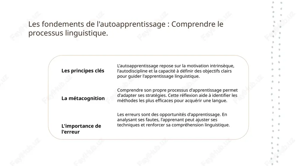 'apprentissage adaptatif utilise des technologies intelligentes pour ajuster le contenu en fonction des besoins et des progrès de l'apprenant, rendant l'apprentissage plus personnalisé. 02 applications mobiles les applications mobiles, comme duolingo ou babbel, offrent des leçons interactives et ludiques, permettant aux apprenants de pratiquer leur langue à tout moment et en tout lieu. 03 podcasts immersifs écouter des podcasts dans la langue cible expose les apprenants à des conversations authentiques, améliorant leur compréhension auditive et leur familiarité avec les accents et les expressions. l'importance de la pratique orale dans l'apprentissage linguistique. la pratique orale est cruciale dans l'apprentissage d'une langue, car elle développe la fluidité et la confiance. en conversant régulièrement, les apprenants améliorent leur prononciation et leur compréhension. de plus, elle favorise l'interaction culturelle. - renforce la mémoire. - accentue les compétences sociales. - facilite l'adaptation aux contextes réels. photo by ricardo santanna on unsplash utilisation des ressources numériques …