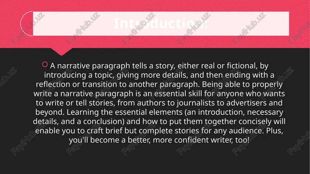 narrative details. add narrative detail to explain what happens next in the story. over 3-5 sentences, this should rise to a central point of drama or conflict. you might continue, ”the breeder whistled. i was relieved when the puppies bounded around a corner and into the entryway. i saw a puppy in my favorite color—white—with two black spots. ‘mom, can we keep him?’ i asked hopefully. she paused for a minute, seeming to reconsider getting a puppy at all.” 2. relate the central conflict of the story. detail for the reader how the story ends. in a good story, often this ending will be a surprise twist or simply a happy moment. if there were any special consequences for the narrator, relate those as well. you could end, “then, mom smiled. ‘only if we can name him oreo.’ i hugged her, and oreo gave me a lick of approval.” resolution …