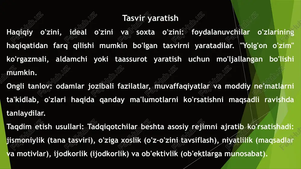 og'liq. hissiy farovonlikka ta'sir qiluvchi asosiy omillardan biri bu ijtimoiy media faoliyati turi. o'z postlaringizni, sharhlaringizni va muhokamalaringizni baham ko'rish kabi faol ishtirok etish ijtimoiy aloqalarni mustahkamlaydi va hatto o'z-o'zini hurmat qilishni ham oshiradi. ijtimoiy tarmoqlardan passiv foydalanish - bu shunchaki yangiliklar lentasini aylanib chiqish va faol ishtirok etmasdan boshqa odamlarning hayotini kuzatish. tadqiqotlar shuni ko'rsatadiki, passiv kontentni iste'mol qilish salbiy hissiy oqibatlar bilan chambarchas bog'liq. u ijtimoiy taqqoslashni rivojlantiradi va boshqalarning boyroq, muvaffaqiyatli va baxtliroq hayotga ega ekanligi haqidagi tasavvurni yaratadi. bu, ayniqsa, o'zini past baholaydigan odamlarda yolg'izlik va ishonchsizlik hissini kuchaytiradi. yana bir muhim jihat - bu "o'tkazib yuborishdan qo'rqish" (fomo) - odamlar muhim voqealar yoki yangiliklarni o'tkazib yuborishdan qo'rqish holati. natijada, ular doimiy ravishda o'z hisoblarini tekshiradilar, bu esa uyqu buzilishiga, konsentratsiyaning pasayishiga va asabiylashishning kuchayishiga olib keladi. tez-tez bildirishnomalar va kontent yangilanishlari psixologik bosimni keltirib chiqaradi, bu esa yangilanishga intilayotganlarda charchoq va stressga olib keladi. ijtimoiy …