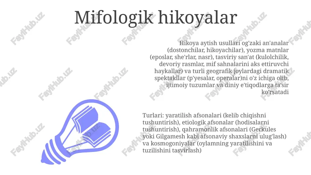 , "kenterberi hikoyalari")ni o'z ichiga oladi ishontirish hikoyasi ikonarli hikoyachilik usullari aristotel ritorikasi (mantiq, ishonchlilik, his-tuyg'ularga murojaat qilish) va syujet tuzilmasini o'z ichiga oladi; qahramon/qarshi qahramon ziddiyati, voqea joyi (masalan, distopiya, utopiya), ramziylik kabi elementlardan foydalanadi izohli hikoya aytish ziddiyat va sirli voqealarga eʼtibor qaratib, dramatik hikoyalar, dialoglar, harakatlar va sezgi tafsilotlaridan (masalan, sherlock xolms hikoyasidagi shotlandiya botqoqlaridagi sovuq shamol) foydalanadi. flashbacklar, oldindan xabar berish va keskin tugash kabi usullar keskinlikni kuchaytiradi voqealarni (haqiqiy yoki xayoliy) hikoya qilishda personajlarni yaratish (qahramon, qarshi qahramon), syujet tuzilmasi (kuchayish, kulminatsiya, pasayish, yakun 5 qismda), manzara tavsifi (masalan, gavjum 18-asr london bozori) kabi usullar qoʻllaniladi faktlardan iborat hikoya qilish (masalan, mayya angelouning "qafasdagi qush nega kuylaydi" avtobiografiyasi, 1906-yilgi san-frantsisko zilzilasi haqidagi voqealar, fotosintezning 3 bosqichiga oid ilmiy tushuntirishlar) aniqlik va to'g'rilikka ustunlik beradi dramaturgik hikoya aytish add text add text add text add text add text add text hikoya aytish usullari: birinchi shaxsdan hikoya …