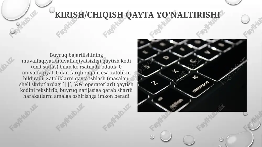 liqliklar (ma'lumotlar bazasi mavjud emas, api tezlik chegaralari) ni hal qilish strategiyasi kuchli vazifa bajarilishini ta'minlaydi jarayonni boshqarish buyruq bajarish quyidagi bosqichlardan iborat: (1) ko'rsatmalarni qabul qilish (masalan, operator yoki scada tizimidan), (2) buyruqni talqin qilish (masalan, "v103 klapanini ochish"), (3) tizimda harakatlarni boshlash (masalan, dvigatelni yoqish, signallar yuborish), natijada kerakli vazifa bajarilishi (masalan, suyuqlik oqimi boshlanadi) jarayon ichidagi vazifa bajarish jarayonini kuzatish va sozlash uchun teskari aloqa mexanizmlarini o'z ichiga oladi. masalan, robot qo'l yig'ish liniyasida (masalan, shenzhen shahridagi foxconn zavodi), payvandlash jarayonida holatni to'g'irlash uchun ko'rish tizimi (2d/3d kameralar) teskari aloqa beradi skriptlash va avtomatlashtirish avtomatlashtirilgan frameworklar (jenkins, gitlab ci/cd) tarqalgan tizimlar (docker konteynerlari, kubernetes klasterlari) bo'ylab ko'pgina komandalar va vazifalarni o'z ichiga olgan murakkab ish jarayonlarini boshqaradi buyruqlar/vazifalarni bajarish operatsion tizim yordamchi dasturlari (masalan, unix-ga o'xshash tizimlarda `cp`, `mv`, `rm`; windowsda `copy`, `move`, `del`), jadvallash vositalari (cron, task scheduler) va jarayonlarni avtomatlashtirish ramkalari (masalan, 1000+ tugundan boshqarish …
