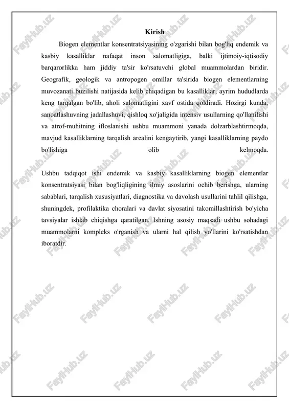 stalaridan foydalanish va ftorli preparatlar bilan davolash usullari qo'llaniladi. aksincha, ftorning ortiqchaligi, ayniqsa, uzoq muddat davomida yuqori dozalarda iste'mol qilinsa, tishlarda ftorozga olib kelishi mumkin. ftoroz tish emalida dog'lar va rang o'zgarishlari bilan xarakterlanadi. og'ir hollarda ftoroz tish emalining tuzilishiga zarar yetkazishi mumkin. ftorozning oldini olish uchun suvda ftor miqdorini nazorat qilish, ftorli tish pastalaridan me'yorida foydalanish va bolalarga ftorli preparatlarni ehtiyotkorlik bilan berish lozim. epidemiologik tadqiqotlar shuni ko'rsatadiki, suvda ftorning optimal konsentratsiyasi (taxminan 0,7-1,2 ppm) kariyesning oldini olishda samarali bo'lib, ftoroz xavfini minimal darajada saqlaydi. selen tanqisligi: immunitet va kardiovaskulyar kasalliklar selen organizmda antioksidant fermentlar faolligini ta'minlashda, immunitetni mustahkamlashda va qalqonsimon bezning normal ishlashida muhim rol o'ynaydi. selen tanqisligi immun tizimining zaiflashishiga, infeksiyalarga chidamlilikning pasayishiga va yurak-qon tomir kasalliklari xavfining ortishiga olib kelishi mumkin. kasalliklar orasida keshan kasalligi, yurak mushaklarining shikastlanishi bilan xarakterlanadi va kashin-bek kasalligi, osteoartritning bir turi, selen tanqisligi bilan bog'liq endemik kasalliklardir. keshan kasalligi xitoyning ayrim …