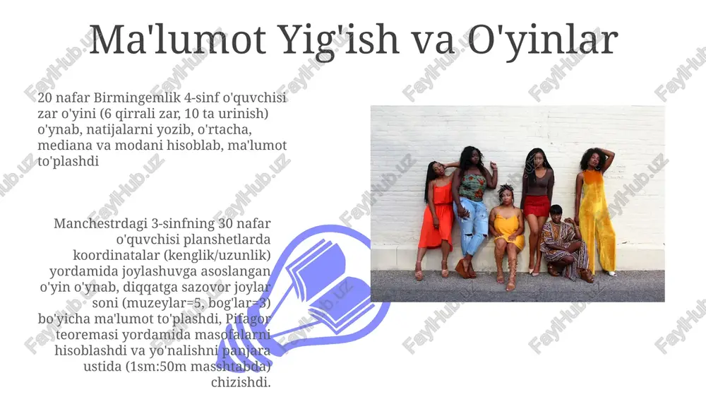 iga 2% foiz bilan bir yilga saqlash). moliyaviy savodxonlik: misol tariqasida (masalan, tabiatshunoslik muzeyiga ekskursiya har bir o'quvchi uchun 35 dollar; 25 o'quvchidan iborat sinf uchun umumiy xarajat 875 dollar), o'quvchilar ko'paytirish, bo'lish, foizlarni (10% chegirma = 35 dollar tejash) qo'llaydilar atrofimizdagi shakllar doira va sharlar ko'p: soatlar (12 dyuym diametr), to'plar (har xil diametrlar), g'ildiraklar (tashqaridagi avtobuslarda, velosipedlarda va hokazo), plastinkalar (8 dyuym diametr), quyosh (shar shaklida ko'rinadi, astronomik tushuncha kiritilgan). fazoda yo'nalishni aniqlash atrof uzunligini, maydonni va hajmini tushunishga yordam beradi. to'rtburchak shakllar ustunlik qiladi: sinf xonasi (20x15 fut), derazalar (har biri 3x2 fut, jami 6 ta), eshiklar (3 fut kenglikda, 7 fut balandlikda, jami 2 ta), kitoblar (turli to'rtburchak o'lchamlar), partalar (24 dyuym kenglikda, 48 dyuym uzunlikda, 20 ta parta) binoda geometriya londondagi aniq rejalashtirish uchun xona o'lchamlarini (uzunlik, kenglik, balandlik) santimetr va metrda o'lchash: geometriya binolar dizaynini asoslaydi; 2d shakllar (to'rtburchaklar, uchburchaklar) poydevorlarni; 3d shakllar (kublar, …